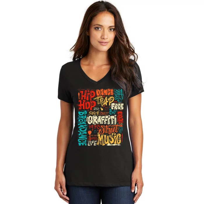 50 Years Old 50th Anniversary Of Hip Hop Graffiti Hip Hop Women's V-Neck T-Shirt