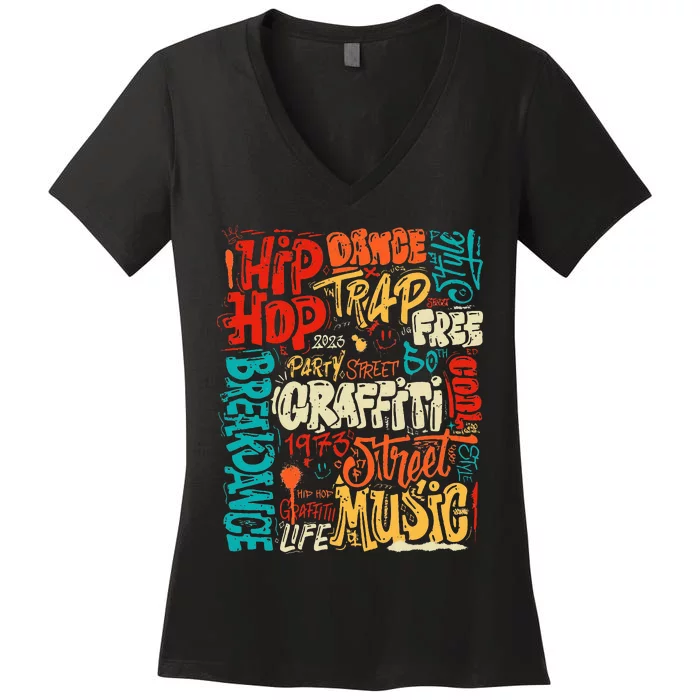 50 Years Old 50th Anniversary Of Hip Hop Graffiti Hip Hop Women's V-Neck T-Shirt