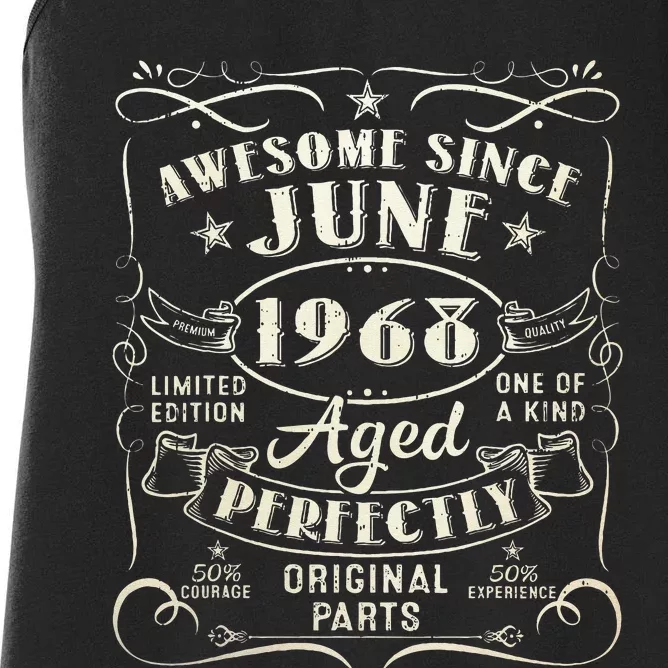 55 Year Old Awesome Since June 1968 55th Birthday Women's Racerback Tank