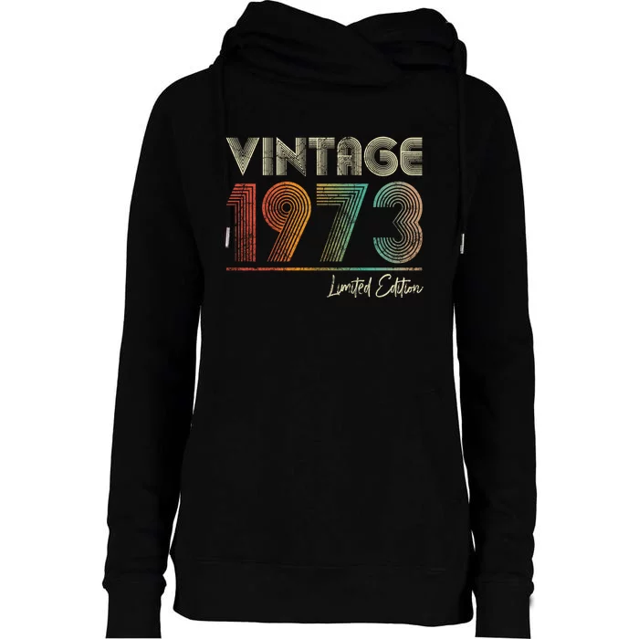 50 Years Old Vintage 1973 50th Birthday Gifts WoM.e.n.s M.e.n.s Long Sleeve Womens Funnel Neck Pullover Hood