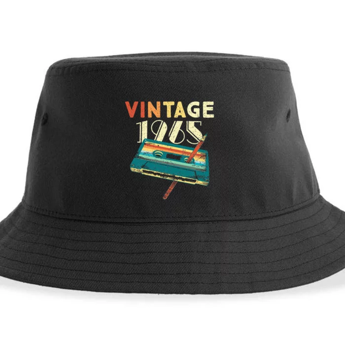 58 Years Old Gifts Vintage 1965 Music Cassette 58th Birthday Sustainable Bucket Hat