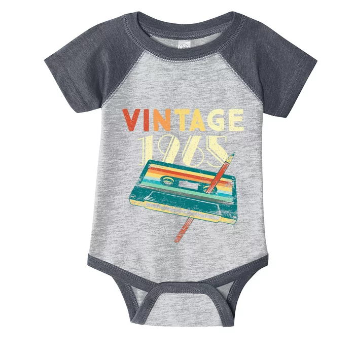 58 Years Old Gifts Vintage 1965 Music Cassette 58th Birthday Infant Baby Jersey Bodysuit