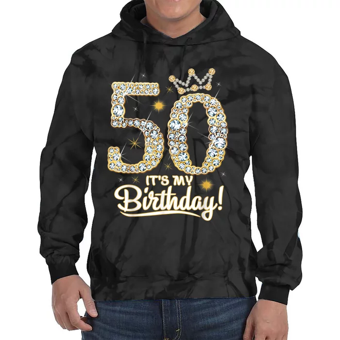 50 years old It's my Birthday 50th Birthday Diamond Crown Tie Dye Hoodie