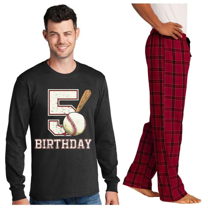 5 years old 5th Birthday Party Funny Baseball Long Sleeve Pajama Set