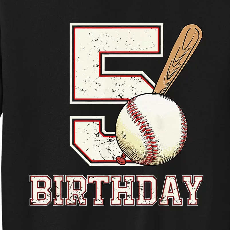 5 years old 5th Birthday Party Funny Baseball Tall Sweatshirt