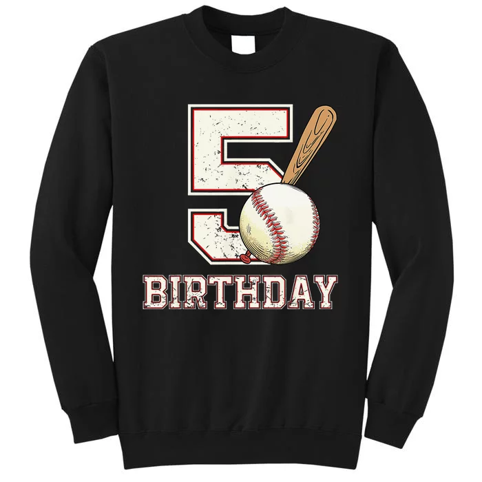 5 years old 5th Birthday Party Funny Baseball Tall Sweatshirt