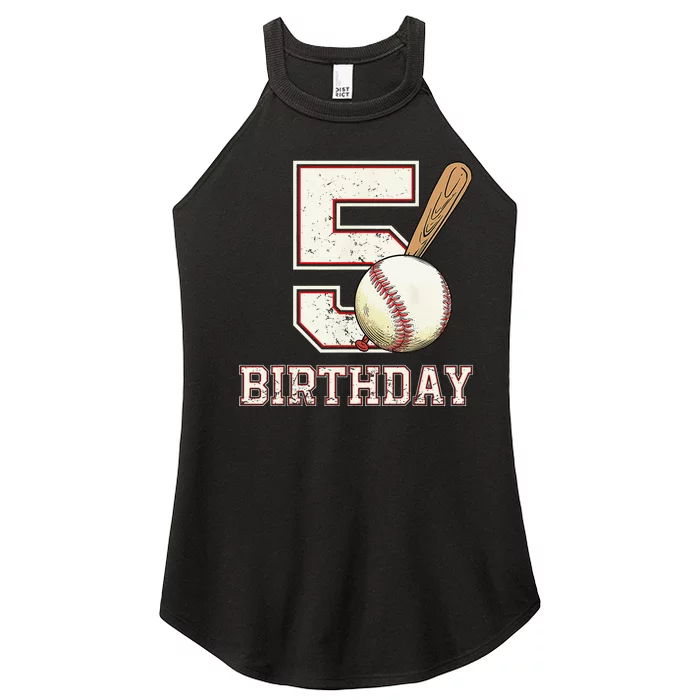 5 years old 5th Birthday Party Funny Baseball Women’s Perfect Tri Rocker Tank