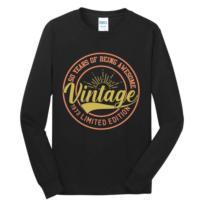 50 Years Of Being Awesome Vintage 1973 Tall Long Sleeve T-Shirt