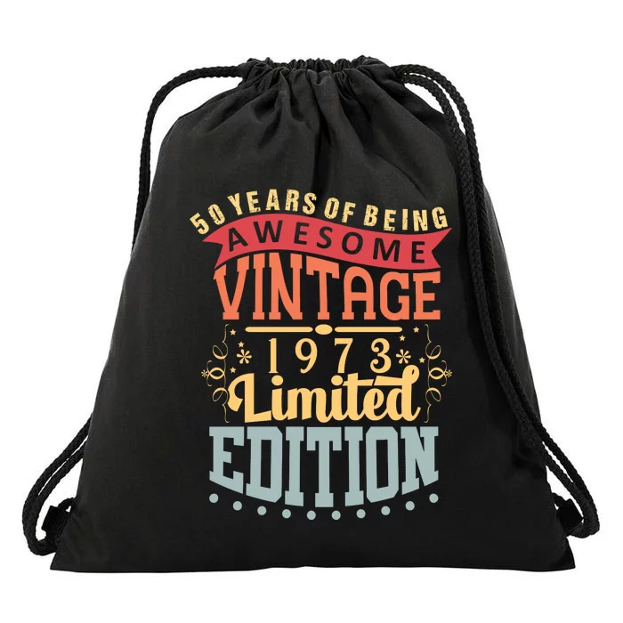 50 Years Of Being Awesome Vintage 1973 Drawstring Bag