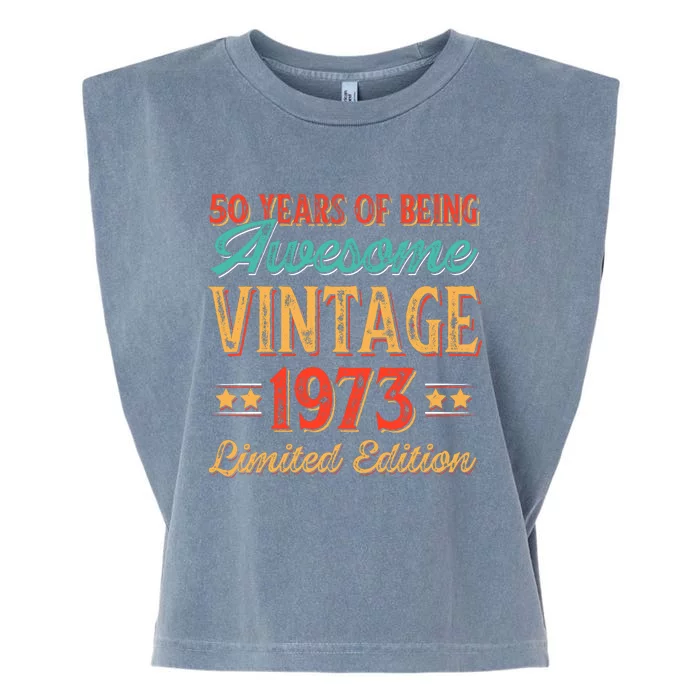 50 Years Of Being Awesome Vintage 1973 Garment-Dyed Women's Muscle Tee