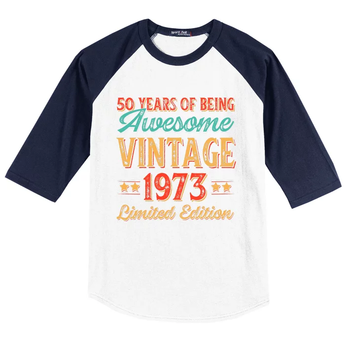 50 Years Of Being Awesome Vintage 1973 Baseball Sleeve Shirt