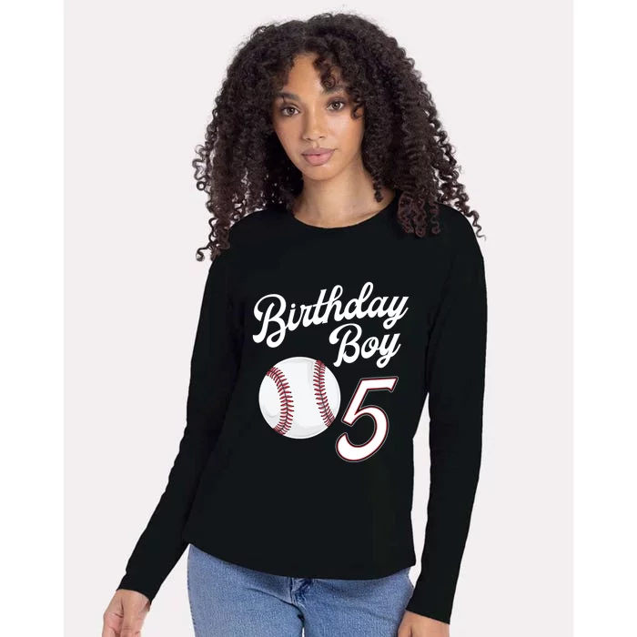 5 Years Old Baseball Themed 5th Birthday Party Sports Womens Cotton Relaxed Long Sleeve T-Shirt