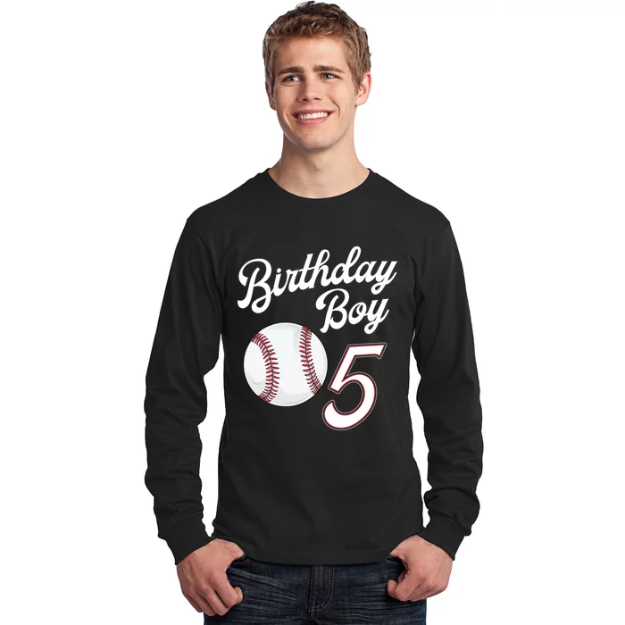 5 Years Old Baseball Themed 5th Birthday Party Sports Long Sleeve Shirt