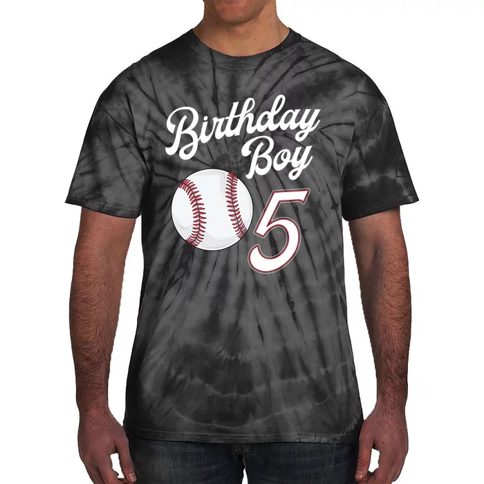 5 Years Old Baseball Themed 5th Birthday Party Sports Tie-Dye T-Shirt