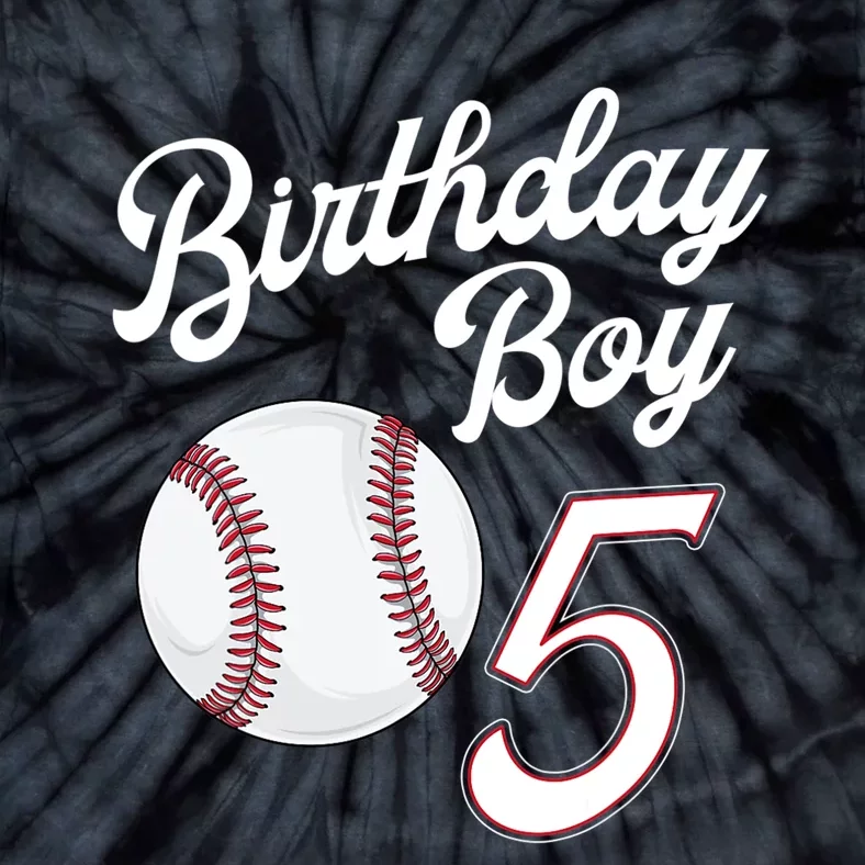 5 Years Old Baseball Themed 5th Birthday Party Sports Tie-Dye T-Shirt