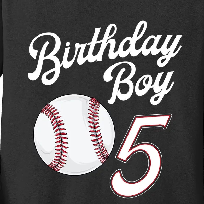 5 Years Old Baseball Themed 5th Birthday Party Sports Kids Long Sleeve Shirt