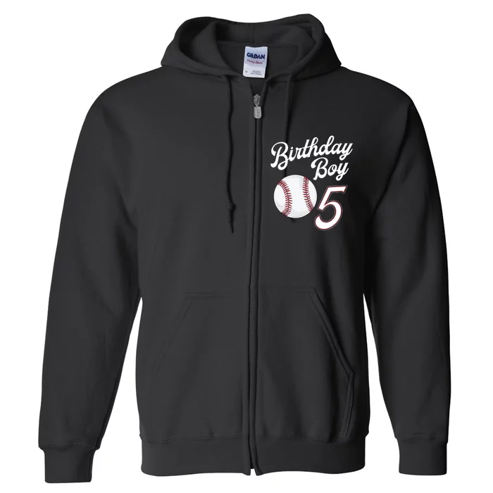 5 Years Old Baseball Themed 5th Birthday Party Sports Full Zip Hoodie