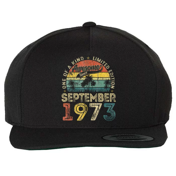 50 Years Old September 1973 Vintage Retro 50th Birthday Wool Snapback Cap