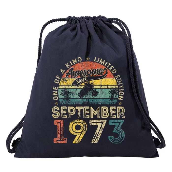 50 Years Old September 1973 Vintage Retro 50th Birthday Drawstring Bag