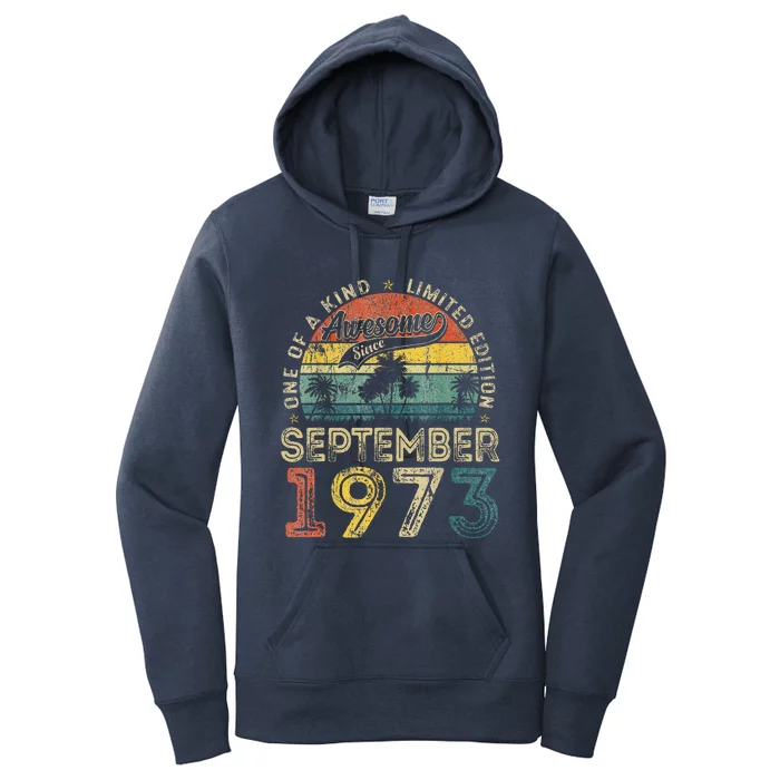 50 Years Old September 1973 Vintage Retro 50th Birthday Women's Pullover Hoodie