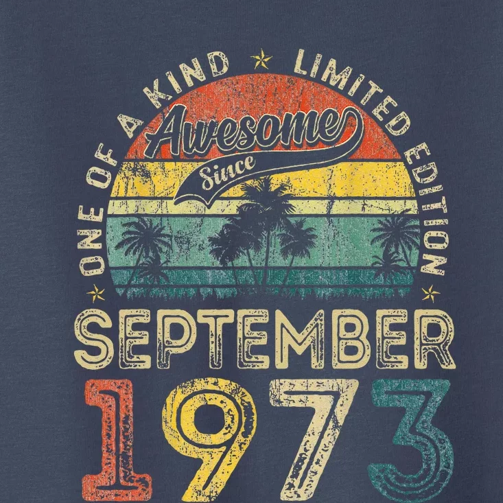 50 Years Old September 1973 Vintage Retro 50th Birthday Toddler T-Shirt