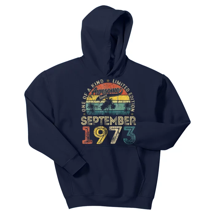 50 Years Old September 1973 Vintage Retro 50th Birthday Kids Hoodie