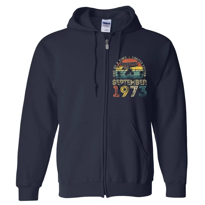 50 Years Old September 1973 Vintage Retro 50th Birthday Full Zip Hoodie