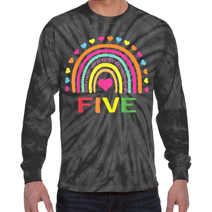 5 Years Old Rainbow 5th Birthday Gift For Girls b.o.y.s K.i.d.s Tie-Dye Long Sleeve Shirt