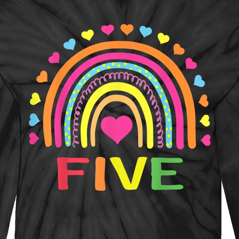 5 Years Old Rainbow 5th Birthday Gift For Girls b.o.y.s K.i.d.s Tie-Dye Long Sleeve Shirt