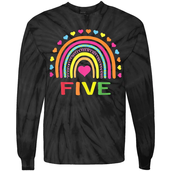 5 Years Old Rainbow 5th Birthday Gift For Girls b.o.y.s K.i.d.s Tie-Dye Long Sleeve Shirt