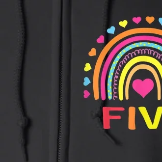 5 Years Old Rainbow 5th Birthday Gift For Girls b.o.y.s K.i.d.s Full Zip Hoodie