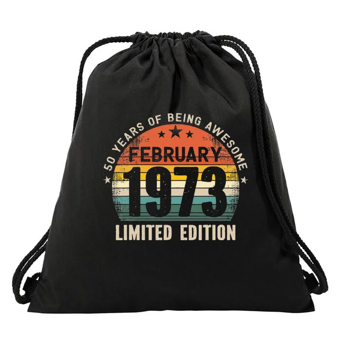 50 Year Old February 1973 Vintage 50th Birthday Women Drawstring Bag