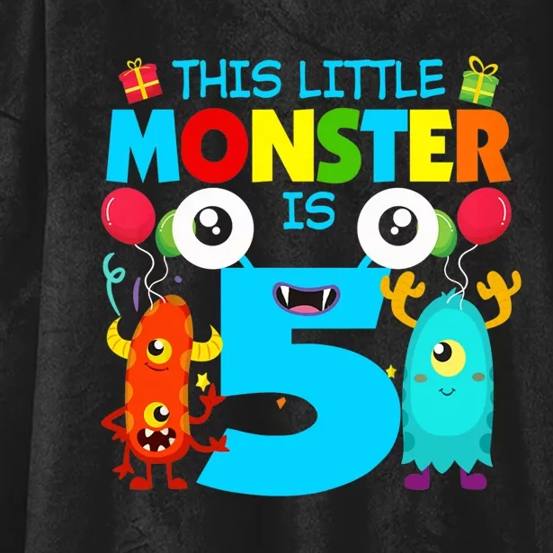 5 Year Old Gifts This Little Monster Is 5th Birthday Boy Hooded Wearable Blanket