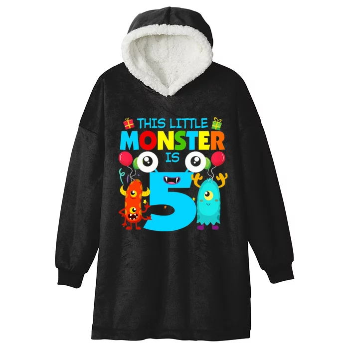 5 Year Old Gifts This Little Monster Is 5th Birthday Boy Hooded Wearable Blanket