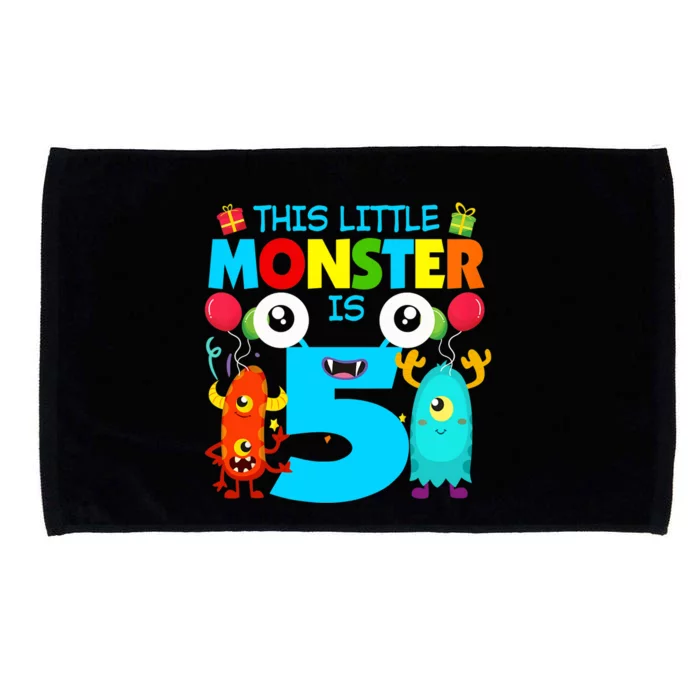 5 Year Old Gifts This Little Monster Is 5th Birthday Boy Microfiber Hand Towel