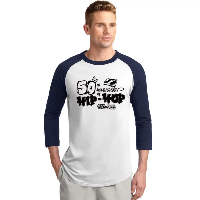 50 Years Old 50th Anniversary Of Hip Hop Graffiti DJ Vinyl Baseball Sleeve Shirt