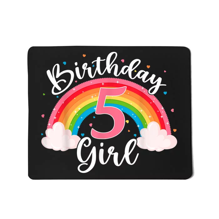 5 Years Old Birthday Girl Rainbow For Girls 5th Birthday Mousepad