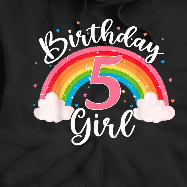 5 Years Old Birthday Girl Rainbow For Girls 5th Birthday Tie Dye Hoodie