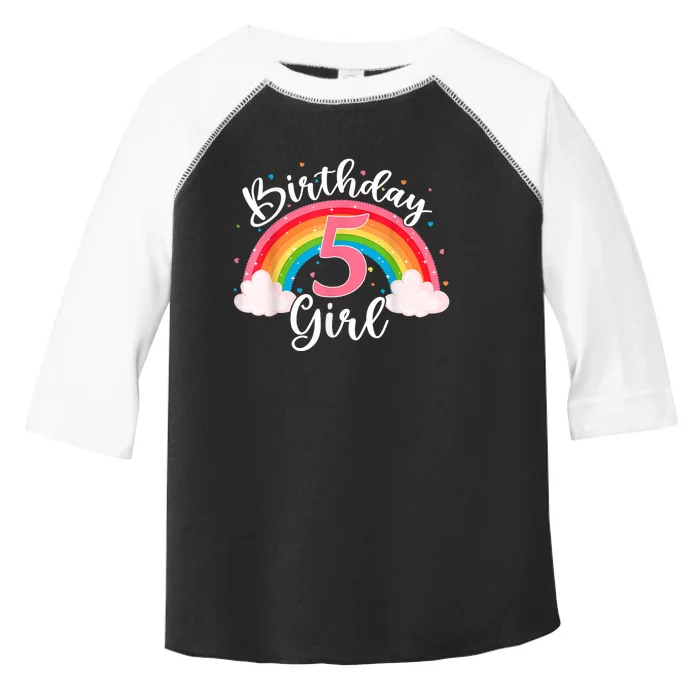 5 Years Old Birthday Girl Rainbow For Girls 5th Birthday Toddler Fine Jersey T-Shirt