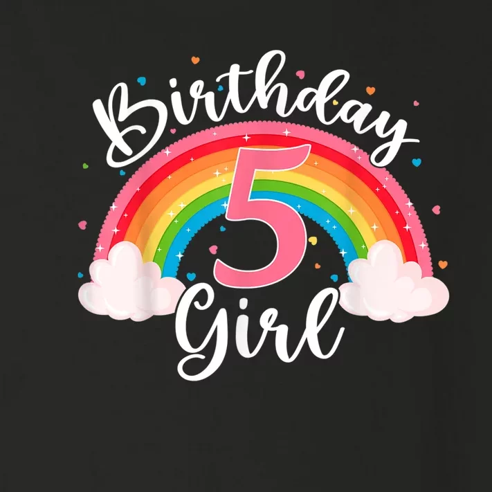 5 Years Old Birthday Girl Rainbow For Girls 5th Birthday Toddler Long Sleeve Shirt