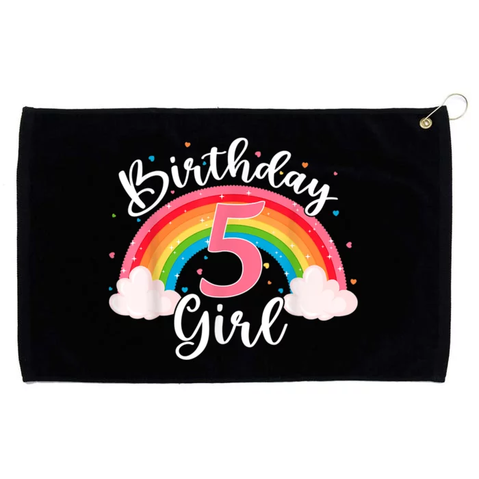 5 Years Old Birthday Girl Rainbow For Girls 5th Birthday Grommeted Golf Towel