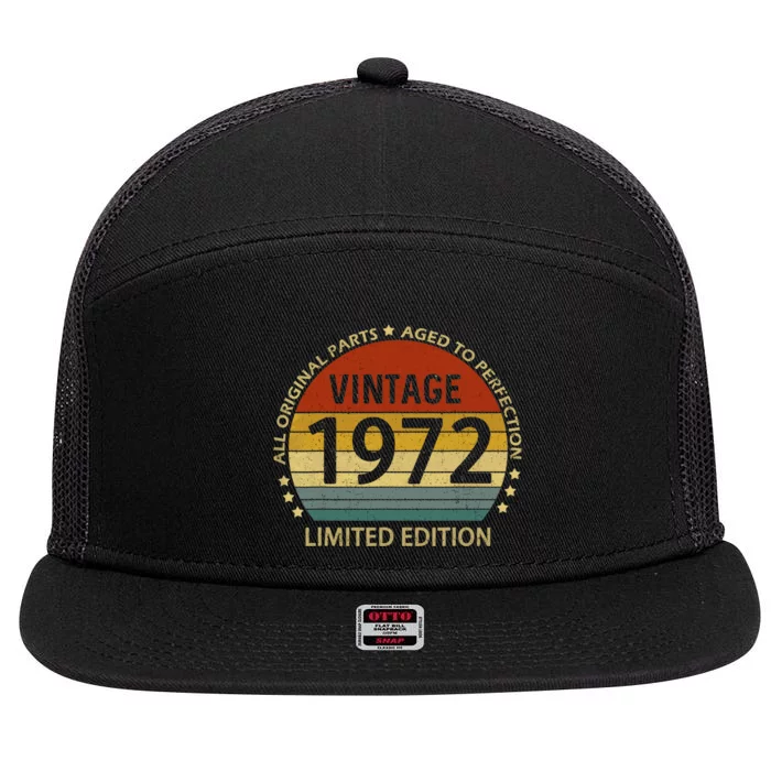 50 Year Old Gifts Vintage 1972 Limited Edition 50th Birthday 7 Panel Mesh Trucker Snapback Hat