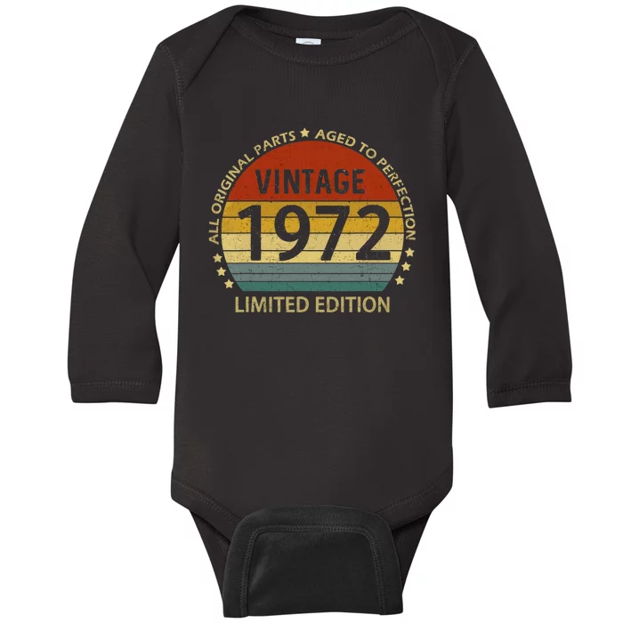 50 Year Old Gifts Vintage 1972 Limited Edition 50th Birthday Baby Long Sleeve Bodysuit