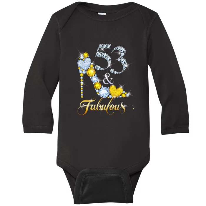 53 years old It's my Birthday 53th Birthday Diamond Crown Baby Long Sleeve Bodysuit