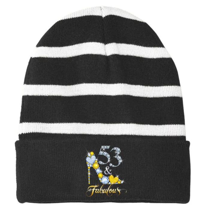 53 years old It's my Birthday 53th Birthday Diamond Crown Striped Beanie with Solid Band