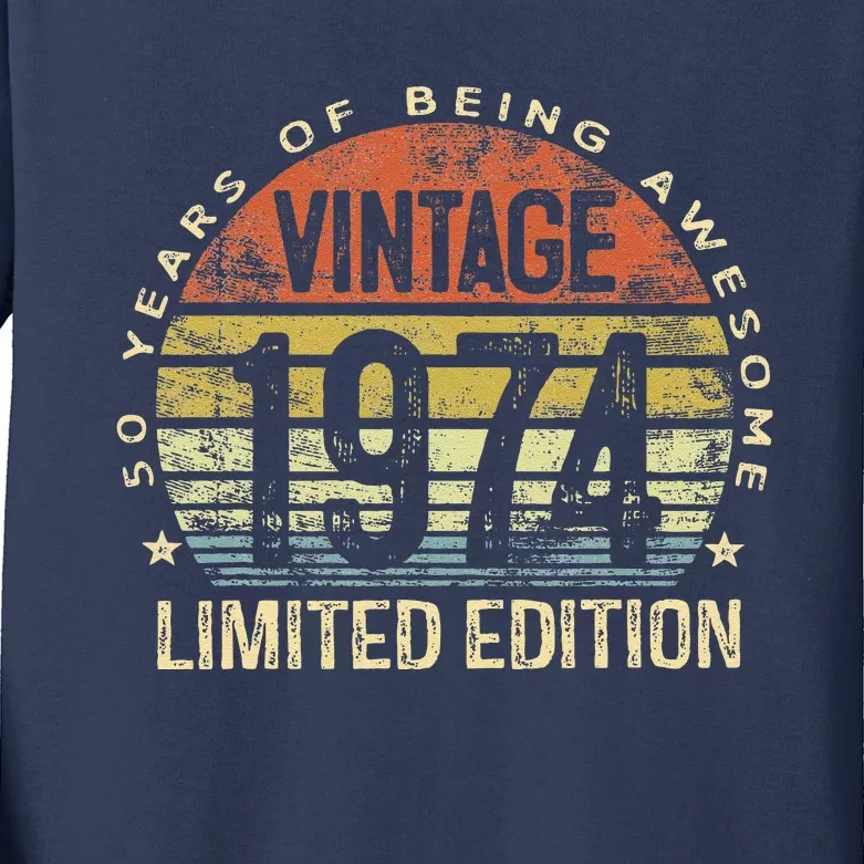 50 Year Old Gifts Vintage 1974 Limited Edition 50th Birthday Kids Long Sleeve Shirt