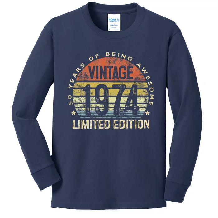 50 Year Old Gifts Vintage 1974 Limited Edition 50th Birthday Kids Long Sleeve Shirt