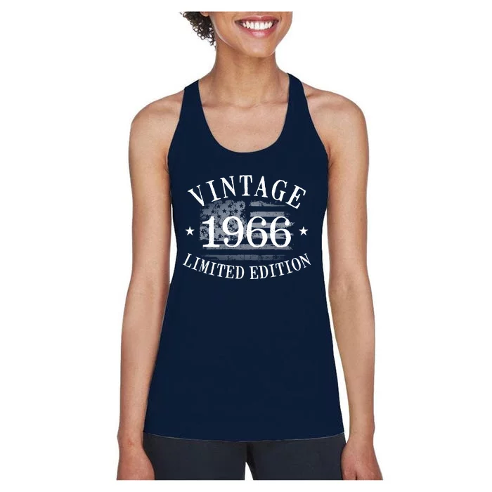 56 Years Old Vintage 1966 US Flag 56th Birthday Women's Racerback Tank