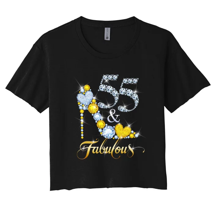 55 years old It's my Birthday 55th Birthday Diamond Crown Women's Crop Top Tee