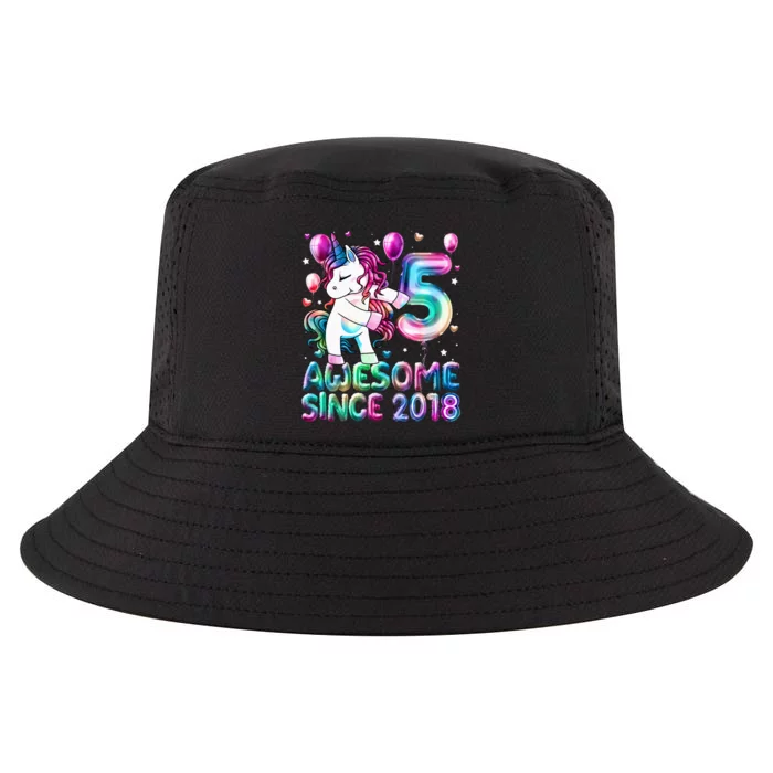 5 Years Old Unicorn Flossing 5th Birthday Girl Unicorn Party Cool Comfort Performance Bucket Hat